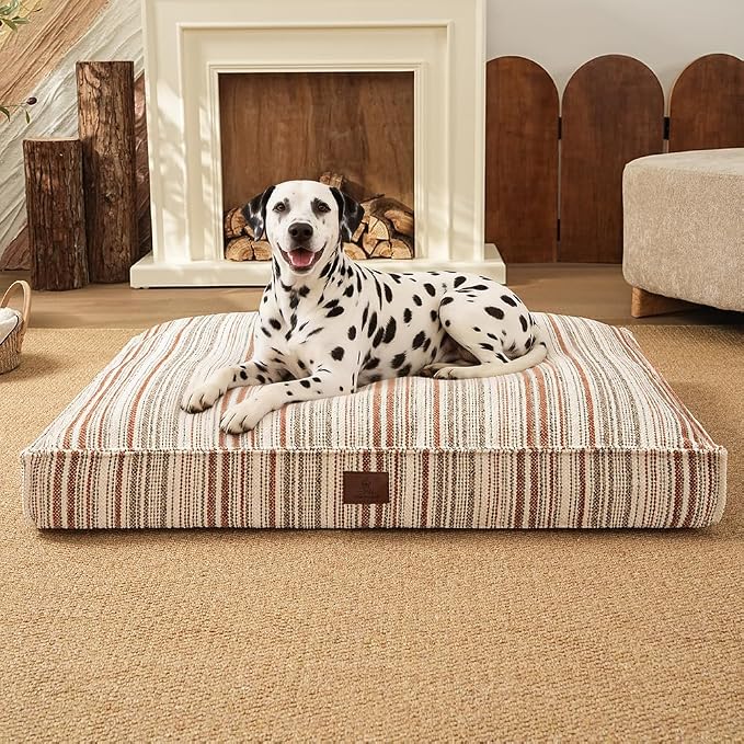 SOMAHE 4 Inch Orthopedic Dog Bed for Crate, 35 x 27 Inch, Orange Chenille | Washable Removable Cover, Waterproof Inner Liner, Non-Slip Bottom, Orthopedic Dog Crate Mattress for Medium & Large Dogs by COZYHOMECHICSTYLE