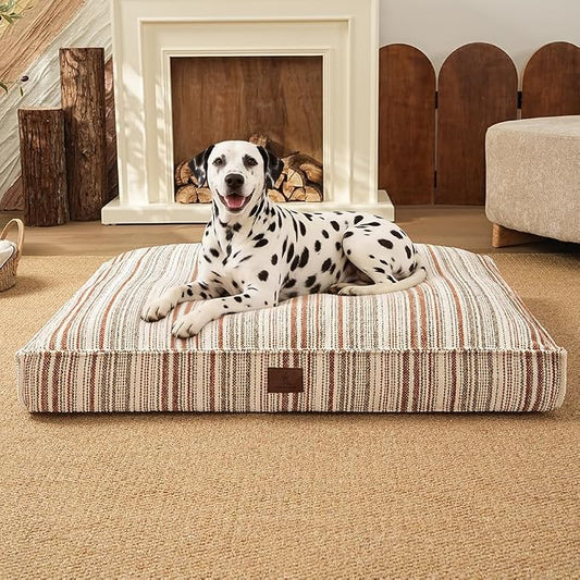 SOMAHE 4 Inch Orthopedic Dog Bed for Crate, 35 x 27 Inch, Orange Chenille | Washable Removable Cover, Waterproof Inner Liner, Non-Slip Bottom, Orthopedic Dog Crate Mattress for Medium & Large Dogs by COZYHOMECHICSTYLE