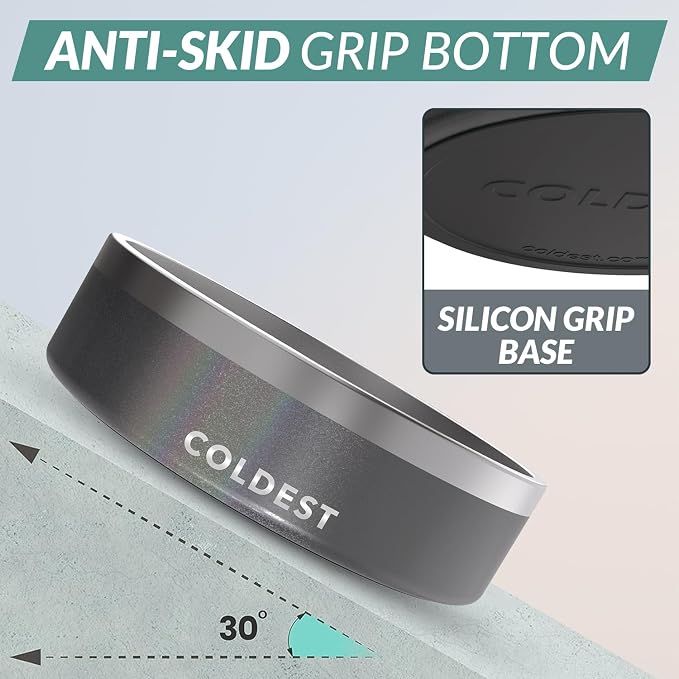 Coldest Dog Bowl - Anti Rust Metal, Non Slip, 3 Layers Insulated Stainless Steel Dog Bowls - Spill Proof & Heavy Duty - Water Bowl for Dogs, Cats & Pets, Dish Washer Safe (42 oz, Stardust Glitter) - Image 2