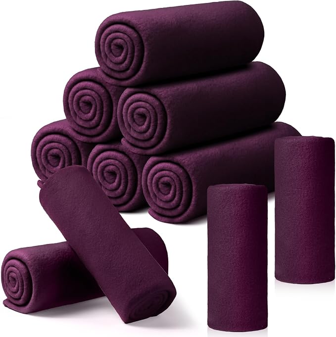 Buryeah 10 Pcs Fleece Blanket Bulk Soft Warm Fleece Blankets Cozy Lightweight Throw Blankets Plush Pet Throw Blanket for Home Bed Sofa Office Wedding Gifts Travel(50" X 60",Purple) by Buryeah