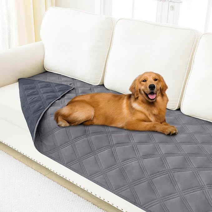 Smiry Waterproof Dog Bed Cover, Reversible Pet Blanket for Sofa Couch | Soft Washable Dog Blanket, Leakproof Couch Cover for Dogs Cats & Furniture Protection, 40x90, Grey/Dark Grey by Smiry
