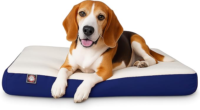 Majestic Pet 34x24x3 Inch Blue Orthopedic Memory Foam Rectangle Dog Bed – Medium Size Crate Dog Bed for Dogs with Joint Pain, Arthritis – Durable Pet Mattress with Egg Crate Foam, Washable Cover by MajesticPet