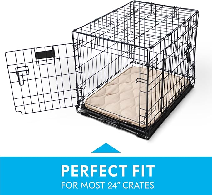 Paw Inspired Washable Padded Crate Mats for Dogs | 23” x 17” Pad, Fits 24-inch Kennels | Leakproof, Waterproof Bottom, Plush Pet Beds (Tan) - Image 3
