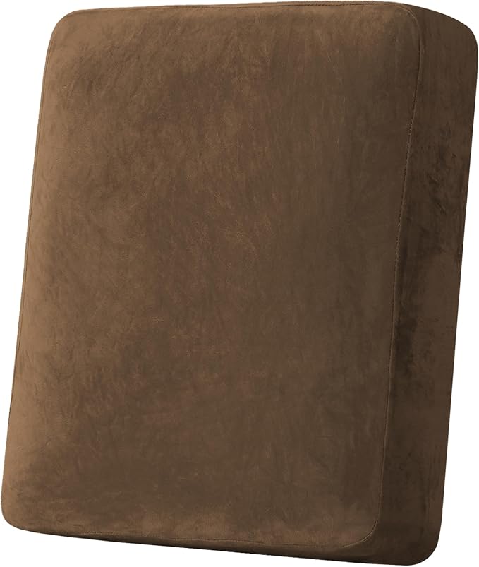 H.VERSAILTEX Velvet Stretch Couch Cushion Cover Plush Cushion Slipcover for Chair Cushion Furniture Protector Seat Cushion Sofa Cover (1 Piece Armchair Cushion Covers, Bronze Brown) by HVERSAILTEX