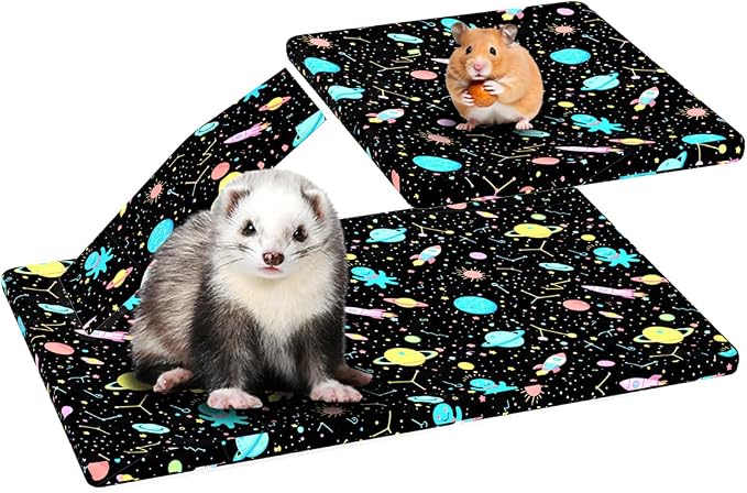 YKD Ferret Cage Liners for Ferret Nation & Critter Nation Cages | Waterproof Chinchilla Cage Accessories, Washable Bedding, for Ferrets, Chinchillas, Rats (Black, Bottom Pan Set) by YKD