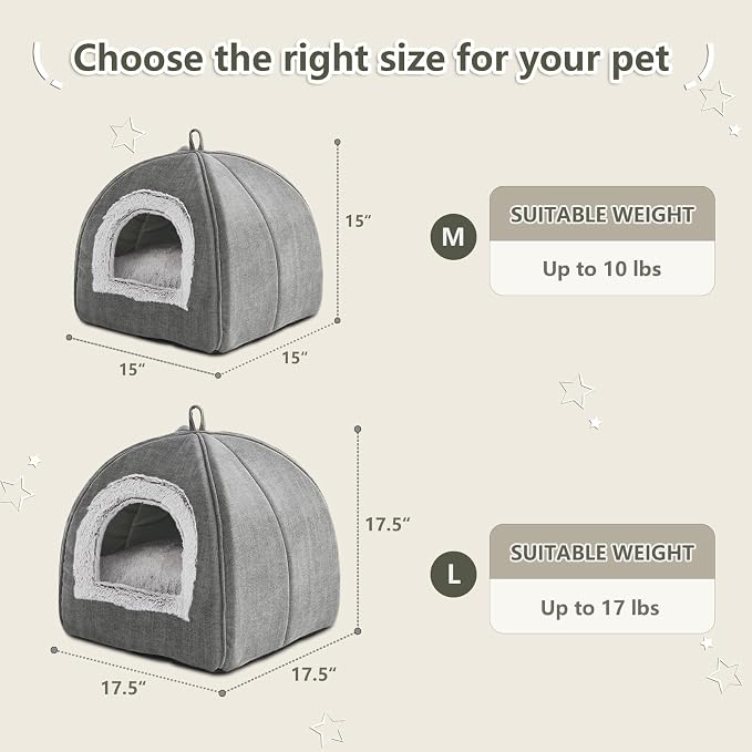 WINDRACING Cat Bed Cave-Cat Beds for Indoor Cats,Kittens and Large Pets,Foldable and Washable with Removable Cushioned and Anti Slip Bottom(Large,Grey) - Image 5