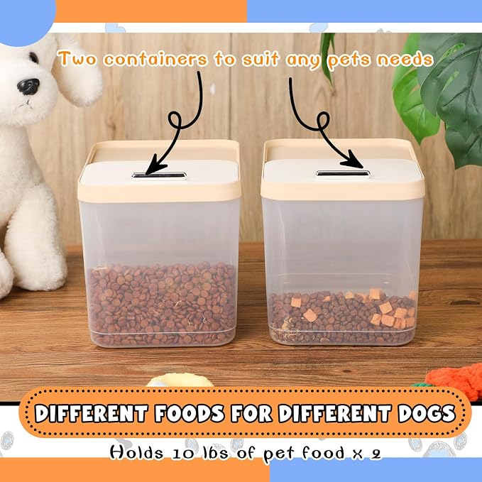 Teenyyou 2 Pack 30 Lbs Airtight Dog Food Storage Container with 2 Scoops, Clear Cat Food Container Storage Bin with Measuring for Dog Cat Bird Other Pet - Image 3