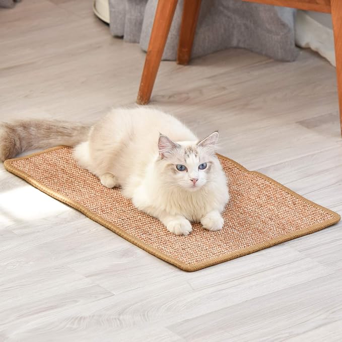 FUKUMARU Cat Scratcher Mat, 23.6 X 15.7 Inch Natural Sisal Cat Scratch Mat | Horizontal Cat Scratching Pad Mat Floor Rug with Sticky Tapes, Cat Wall Scratcher for Indoor Cats, Protect Couch and Carpet - Image 9