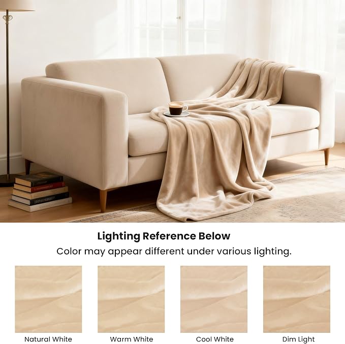 gogobunny Waterproof Flannel Blanket for Bed Couch Sofa, Reversible Double-Sided Throw for Dog Puppy Cat, Stain Resistant Furniture Protector Against Liquid Pee and Fur (90" x 90", Beige/Cream) - Image 5