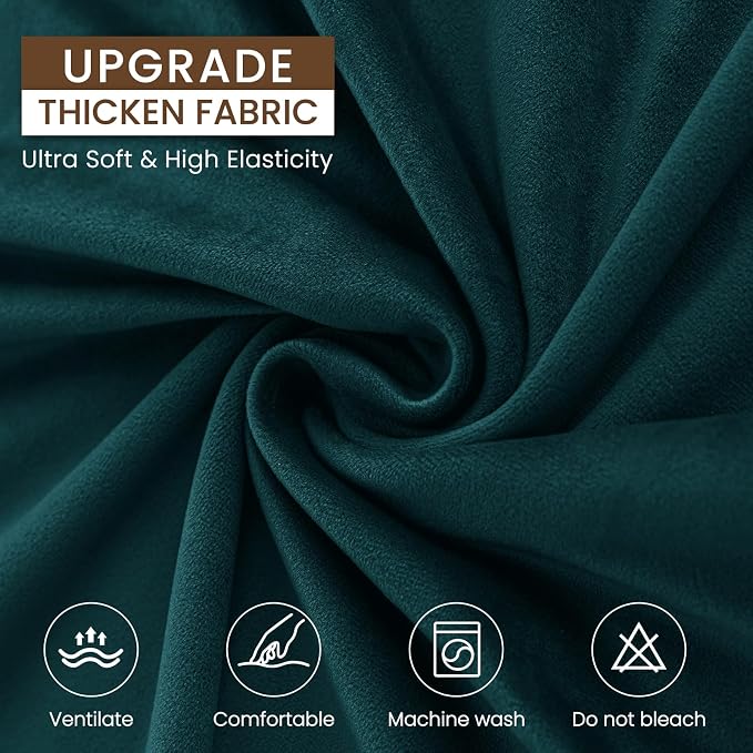 XINEAGE 4-Piece Velvet Sofa Cover,Couch Covers for Dog,Dark Green | 3 Cushion Sofa,Stretch Non-slip Elastic, Pet-friendly, Washable, Fast Setup, Soft Plush Fabric, Furniture Protector. - Image 5