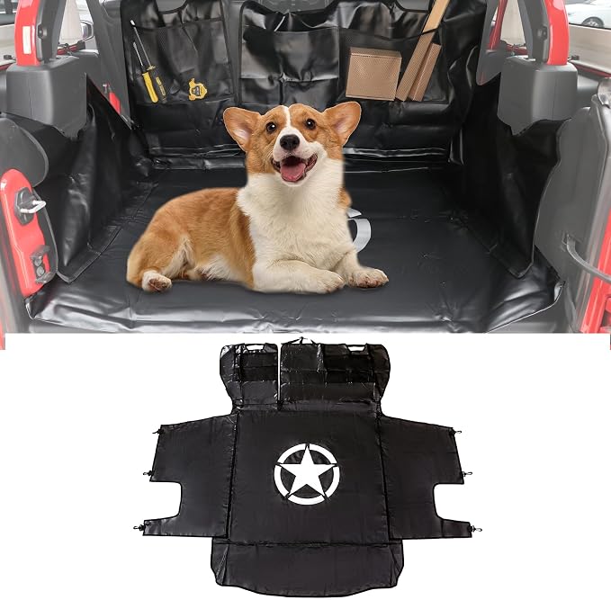 Dog Car Seat Cover for 2007-2025 Jeep Wrangler JK JL 4 Door Waterproof Cargo Liner Car Seat Protector Heavy Duty Scratch Proof Dog Hammock with Nonslip Bottom, Star by West-xingzhe