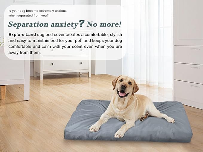 Explore Land Scratch Resistance Dog Bed Cover Canvas Washable Dog Crate Pad Replacement Cover, 36Lx27Wx4H inch, Charcoal - Image 5