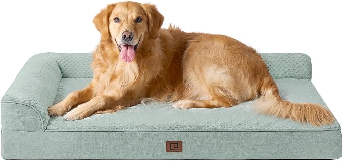 EHEYCIGA Extra Large Dog Bed Othorpedic, Memory Foam XL Dog Bed with Washable Removable Cover, Waterproof Pet Sofa Couch XLarge Size Dogs with Nonskid Bottom, 44x32x6.5, Greyish Green by EHEYCIGA