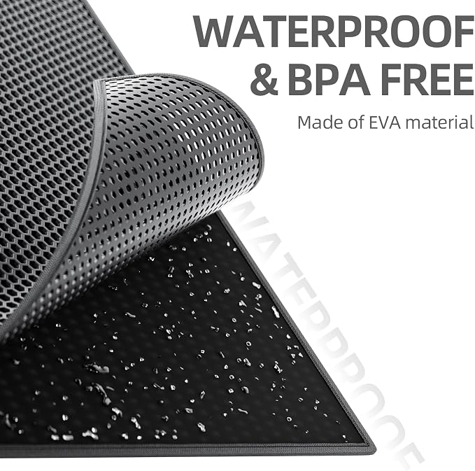 ESTHELLO Cat Litter Mat Honeycomb Double Layer Design 36’’ x 30’’ Black - Image 4