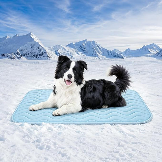 Dog Cooling Mat for Large and Medium Dogs, 36" x 22" Breathable Self-Cooling Pad, Portable Washable Non-Slip Pet Cooling Mat for Kennel, Sofa, Bed, Floor, Car Indoor Outdoor Summer Use by ZENGAOOU