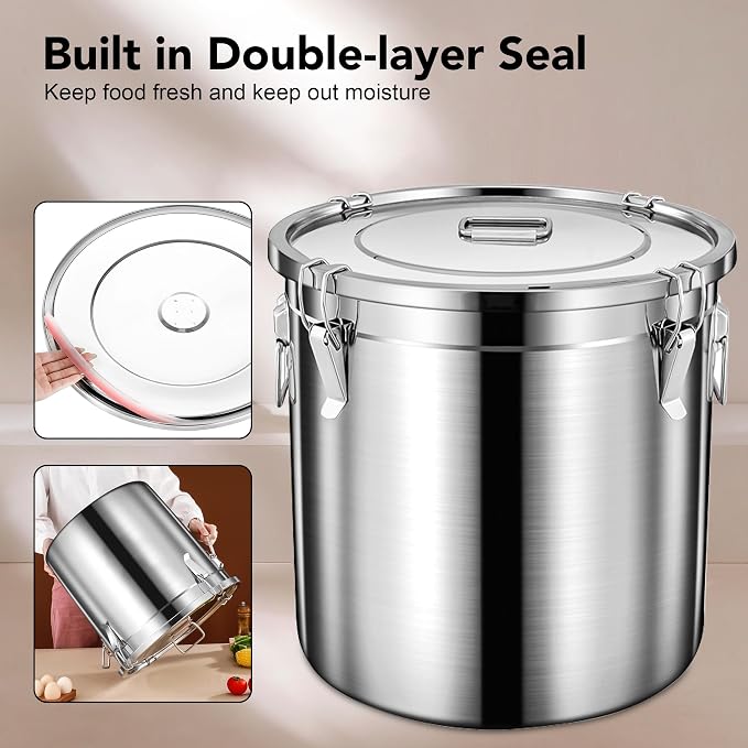 Newget Dog Food Storage Containers, Large Stainless Steel Pet Food Storage Containers 25 lb / 11.5 kg to Keep Fresh, Metal Airtight Cat Food Containers With Scoop and 2 Small Containers - Image 4