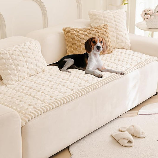 Tiwwie Couch Cover for Dogs Fuzzy Sofa Covers for Pet, Non Slip Sofas Pad | Dog Cover for Couch with Grip Backing, Pet-Friendly Washable Sofa Slipcover Cushion Protector, Pet Dogs Mat by TIWWIE