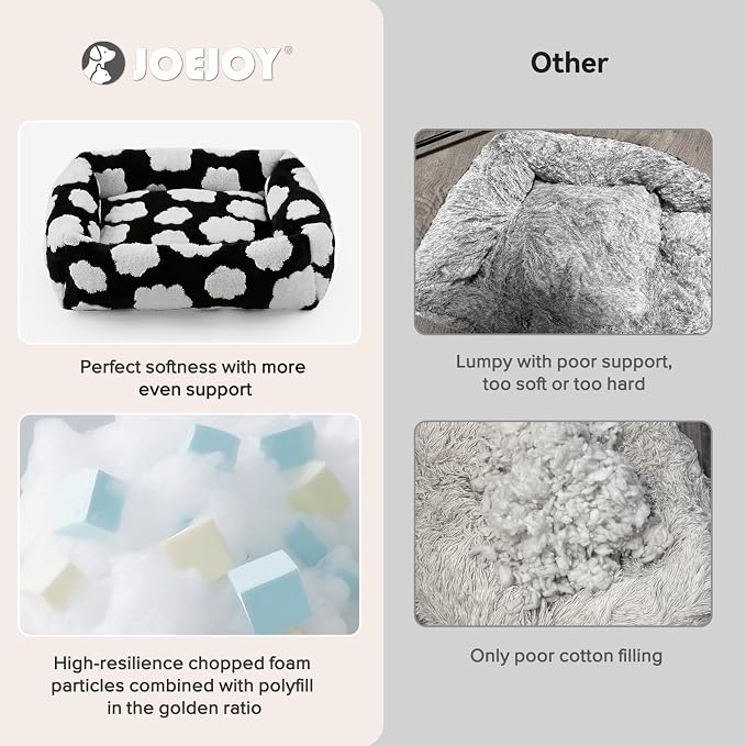 JOEJOY Small Dog Bed for Small Dogs, Rectangle Washable Orthopedic Dog Bed with Removable Zipper Cover, Cute Soft Calming Puppy Pet Bed with Jacquard Shaggy Plush & Non Skid Bottom - Image 4