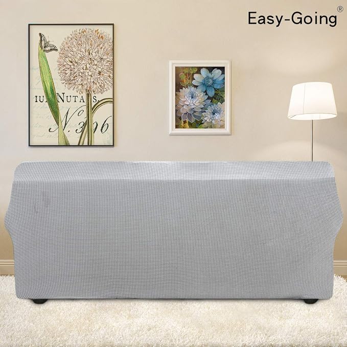 Easy-Going Stretch Couch Covers for Sofa Washable Large Silver Gray | 1-Piece Sofa Covers for 3 Cushion Couch Furniture Protector Couch Slipcover Soft with Bottom for Kids Pets - Image 4