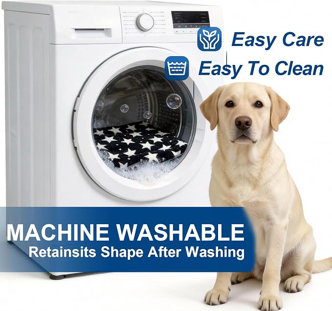Washable Dog Bed Mat With Anti-Slip Bottom, Deluxe Plush Memory Foam Crate Pad & Waterproof Outdoor Kennel Mat For Dogs & Cats-Durable Crates Beds, Large Medium Small Puppy Size 36" x 24",Blue - Image 6