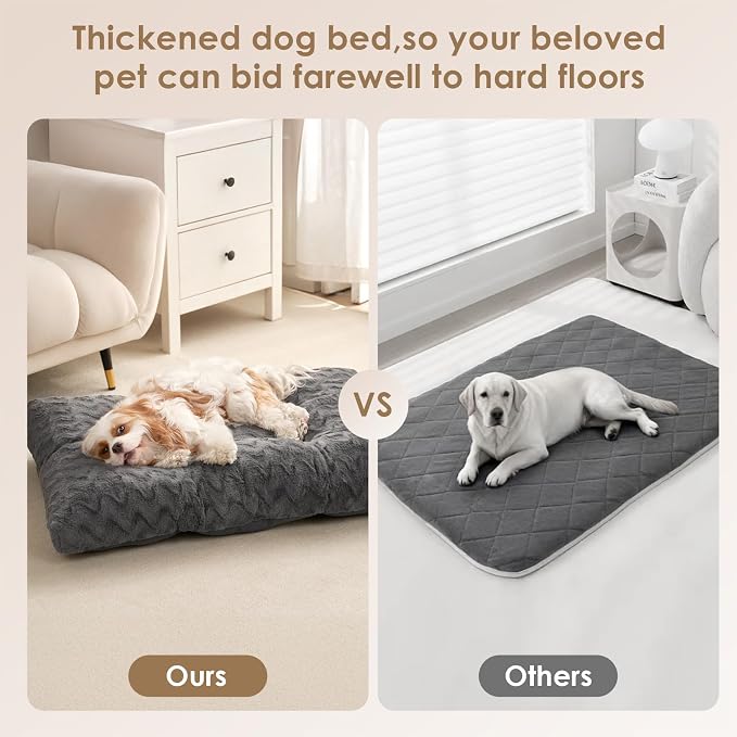 EHEYCIGA Washable Small Dog Bed for Crate 23x18 Inch, Kennel Pad for Puppy Up to 25 lbs, Plush and Comfy Pet Sleeping Mat, Charcoal - Image 4