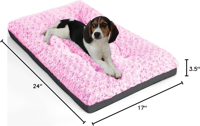 POCBLUE Washable Dog Beds for Crate, Small Plush Pet Mat for Cages, Anti-Slip Crate Pad for Outdoor/Indoor/Car Use, Comfy & Soft Kennel Pad for Dogs and Cats Up to 25 lbs, 23"x17", Pink - Image 7