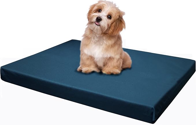 Dogbed4less Memory Foam Platform Dog Bed, Crate Mattress for Orthopedic Joint Relief with Waterproof Removable Cover Large 42X28X3 Pacific Blue by Dogbed4less