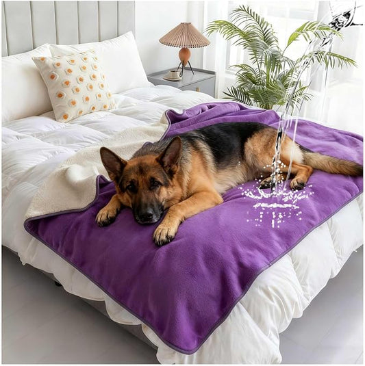 Waterproof Pet Blanket for Bed, Reversible Soft Flannel Love Blanket, Bed Blanket for Couples Washable, Spill-Proof Dog Throw Blanket for Couch, Sofa Protect, Camping,Purple,12"x12" by Unknown