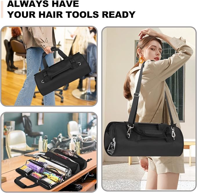 Hairstylist Travel Bag, Roll Up Cosmetology Traveling Case for Supplies | 8 Detachable Zipper Pouch, Heat Resistant Lining, Professional For Hairstylist Hairdresser Barber Esthetician - Image 6