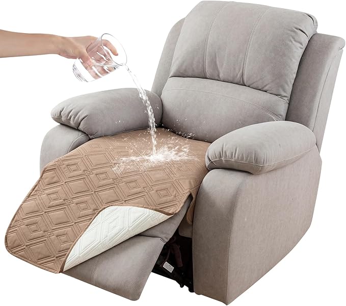 Genina 100% Waterproof Recliner Chair Covers, Anti-Slip Recliner Cover Dog Chair Cover Furniture Protector, Chair Sofa Slipcover for Pets Dogs, 1 Piece (Camel, Recliner) by Genina