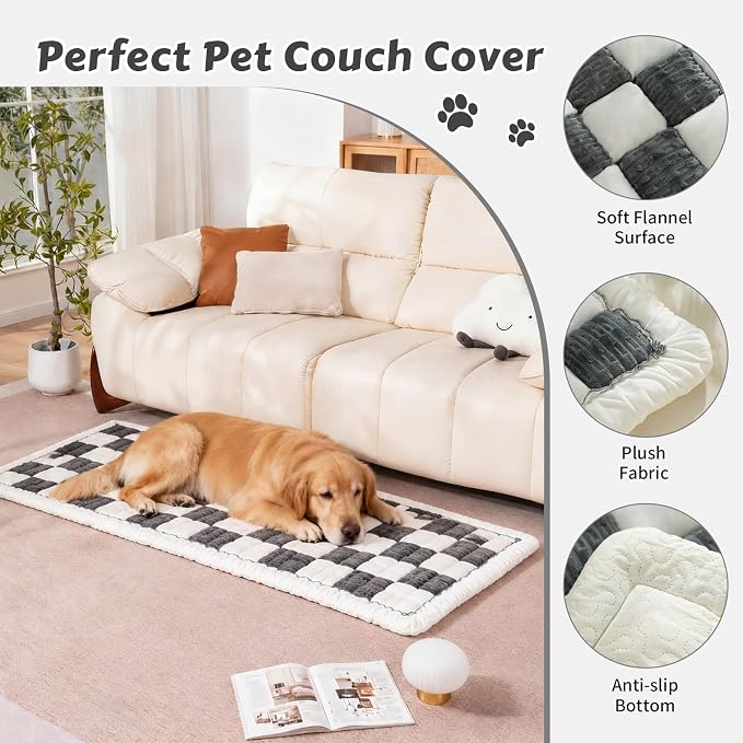 Pet Couch Cover for Dogs & Cats, Soft Flannel Non-Slip Couch Sofa Cover Protector, Dog Bed Sleeping Mat, Washable Reversible Anti-Slip Dog Bed for Small Medium Large Pets (27.6X59.05, Grey) - Image 2