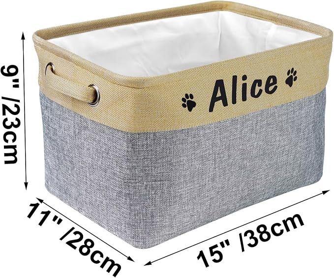 PET ARTIST Collapsible Dog Toy Storage Basket Bin with Personalized Pet's Name - Rectangular Storage Box Chest Organizer for Toys, Clothing, Apparel & Accessories - Image 6