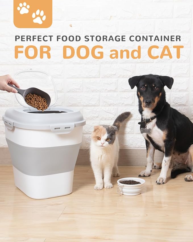 30-35 Lbs Dog Food Storage Container Collapsible Dog Food Container | Large Pet Food Storage with Airtight Lids,Wheels,Scoop and 2Pcs Food Storage Containers,Keep Food Fresh for Dog,Cat - Image 2
