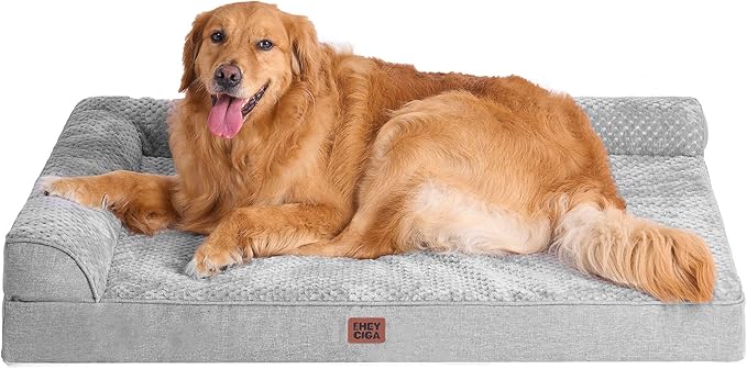 EHEYCIGA Extra Large Dog Bed Othorpedic 44x32x6.5, Memory Foam XL Dog Bed with Washable Removable Cover, Waterproof Pet Sofa Couch XLarge Size Dogs with Nonskid Bottom, Grey by EHEYCIGA