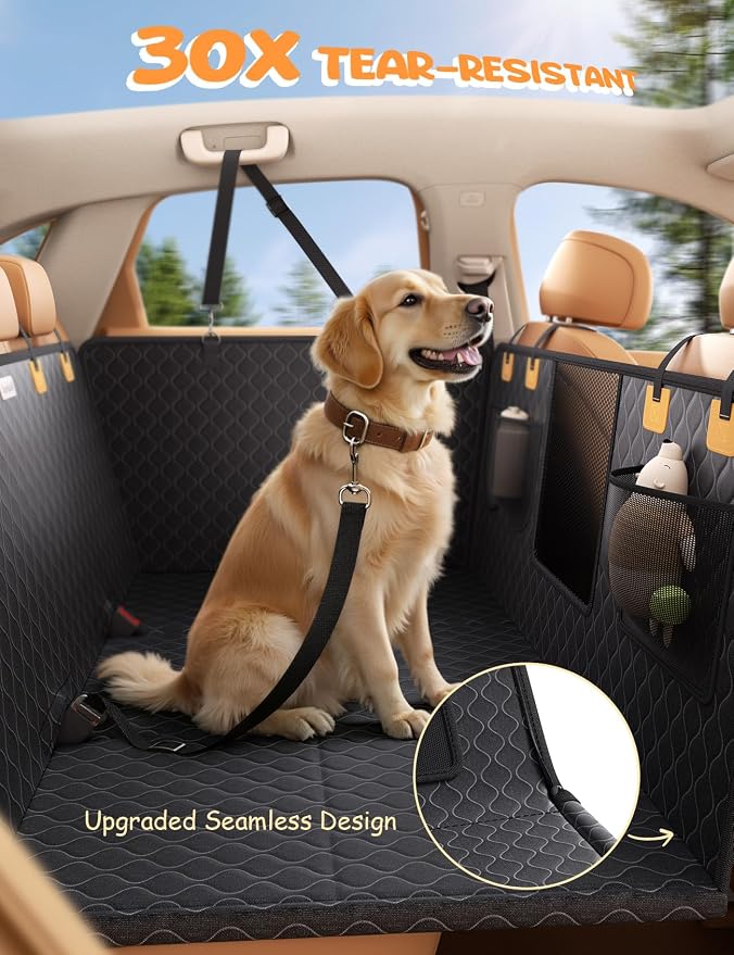 Lamicall Dog Car Seat Cover for Back Seat with Hard Bottom for Truck XL | Upgraded Anti-Ripped Back Seat Extender for Dogs, Waterproof Dog Hammock for Car with Mesh Window, Pet Backseat Protector - Image 3