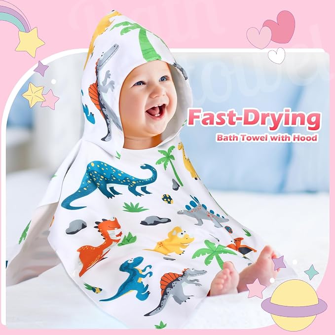 Oudain 6 Pcs Kids Hooded Towel Kids Bath Towels with Hood Microfiber Baby Pool Beach Towel for Boy Girls Toddler(47 x 24 Inch,Stylish Style) - Image 5