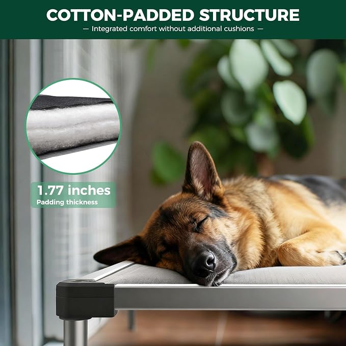 FXW TitanNest Padded Chew-Proof Elevated Dog Bed for Large Dogs | Easy to Clean, Pre-assembly Raised Cot, Indoor/Outdoor/Camping, 47 x 29 x 7.3in - Image 3