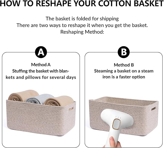 MiniArk Large Storage Baskets for Organizing, 17 x 13 x 7.5” Closet Shelf Baskets for Clothes Blanket Towels, Baby Nursery, Toy Bins Box, Woven Rope Baskets, 4 Packs Mixed Brown - Image 7
