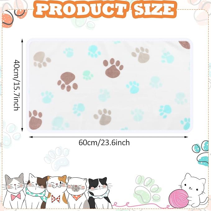 Tatuo 4 Pack Fleece Dog Blankets for Puppy Cats Multi-Size Sleep Mat for Pet Guinea Pig Soft Washable Warm Crate Bed Puppy Teething Toys Print Pattern Blanket Indoor(Milky White,24 x 16 Inch,Paw) - Image 4