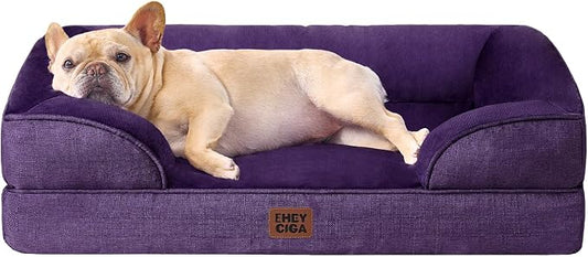 EHEYCIGA Orthopedic Dog Bed Medium Size Dog, Waterproof Washable Pet Beds | Non-Slip Bottom and Egg-Crate Memory Foam Dog Couch Bed with Washable Removable Cover, Purple by EHEYCIGA
