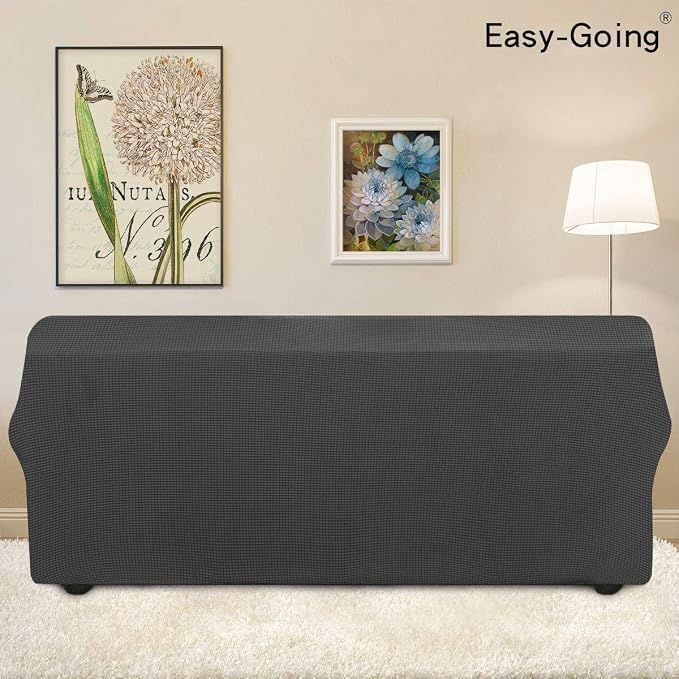 Easy-Going Stretch 4 Seater Oversized Sofa Couch Cover Dark Gray | 1-Piece Extra X-large Sofa Cover Furniture Protector Couch Soft with Bottom for Kids, Spandex Jacquard - Image 3
