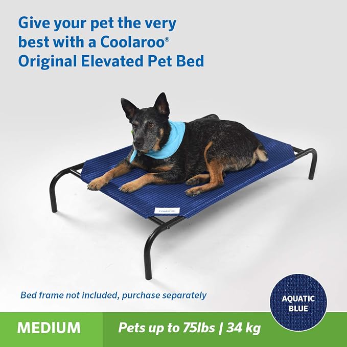 The Original Coolaroo Elevated Pet Bed Replacement Cover, Medium, Aquatic Blue - Image 4