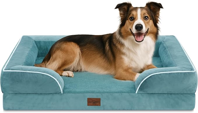 Comfort Expression Orthopedic Dog Beds for Large Sized Dog with Bolster | Waterproof Dog Couch Bed with Washable Cover & Non-Slip Bottom, Supportive Egg Crate Foam Large Pet Bed, 38x25 Inch by ComfortExpression