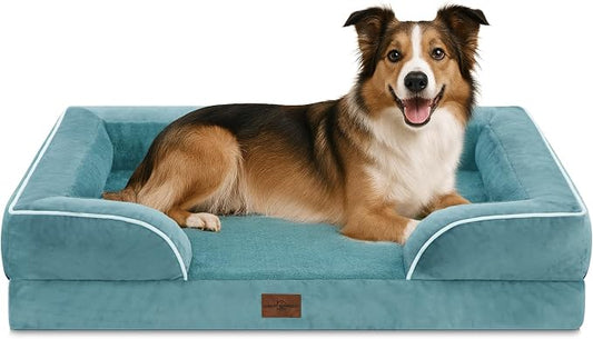 Comfort Expression Orthopedic Dog Beds for Large Sized Dog with Bolster | Waterproof Dog Couch Bed with Washable Cover & Non-Slip Bottom, Supportive Egg Crate Foam Large Pet Bed, 38x25 Inch by ComfortExpression