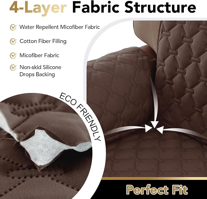 PrinceDeco Chair Slipcover Chair Cover Water Resistant Couch Cover Washable Chair Cover Non-Slip Rubber Backing Furniture Protector for Pets(Armchair, Brown) - Image 6