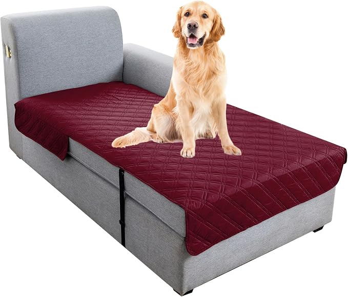 Genina L Shape Couch Cover, Sectional Couch Chaise Covers, Waterproof Washable Sofa Covers for Right L Shape Chaise Lounge, Anti-Slip Sofa Slipcovers for Dogs Cats Pet Friendly (Burgundy) by Genina