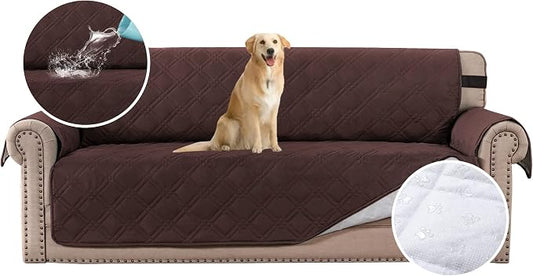 H.VERSAILTEX 100% Waterproof Sofa Slipcover Washable Sofa Cover Non-Slip Couch Cover for 3 Cushion Cover Furniture Protector for Pets Couch Slipcovers with Puppy Paw Silicone Backing (XL Sofa, Brown) by HVERSAILTEX