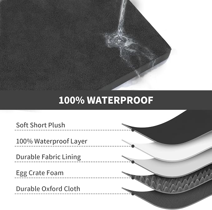 Outdoor Waterproof Orthopedic Dog Bed for Medium Size Dogs | Egg Crate Foam for Joint Support, Fits 36x23 Crates, TPU Waterproof Layer, Machine Washable 1680D Oxford Cover, Up to 50 lbs - Image 6