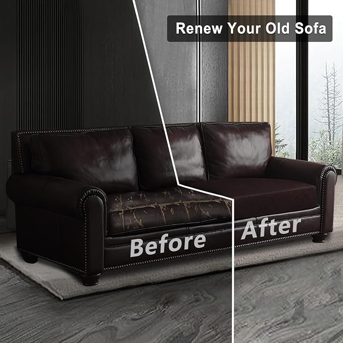 ANARACHON Leather Look Couch Cushion Covers Sofa Seat Slipcovers Sets Couches Furniture Protector for Sectional Armchair Loveseat Pets Kids Stretch Spandex Fabric (2 Cushion Sofa, Chocolate) - Image 7