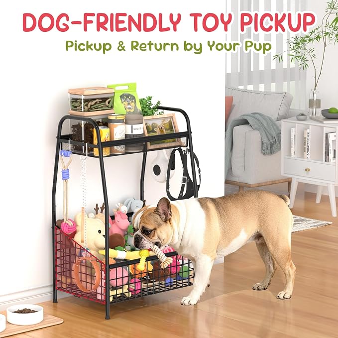 Kaiferty Indestructible Medium Dog Toy basket, Toy Box for Dogs,Pet Toys Bin Dog Metal Wire Basket for Toys, Food Storage, Storage Organizer Chest Storage, Toy Box for Living Room Area (Black) - Image 3